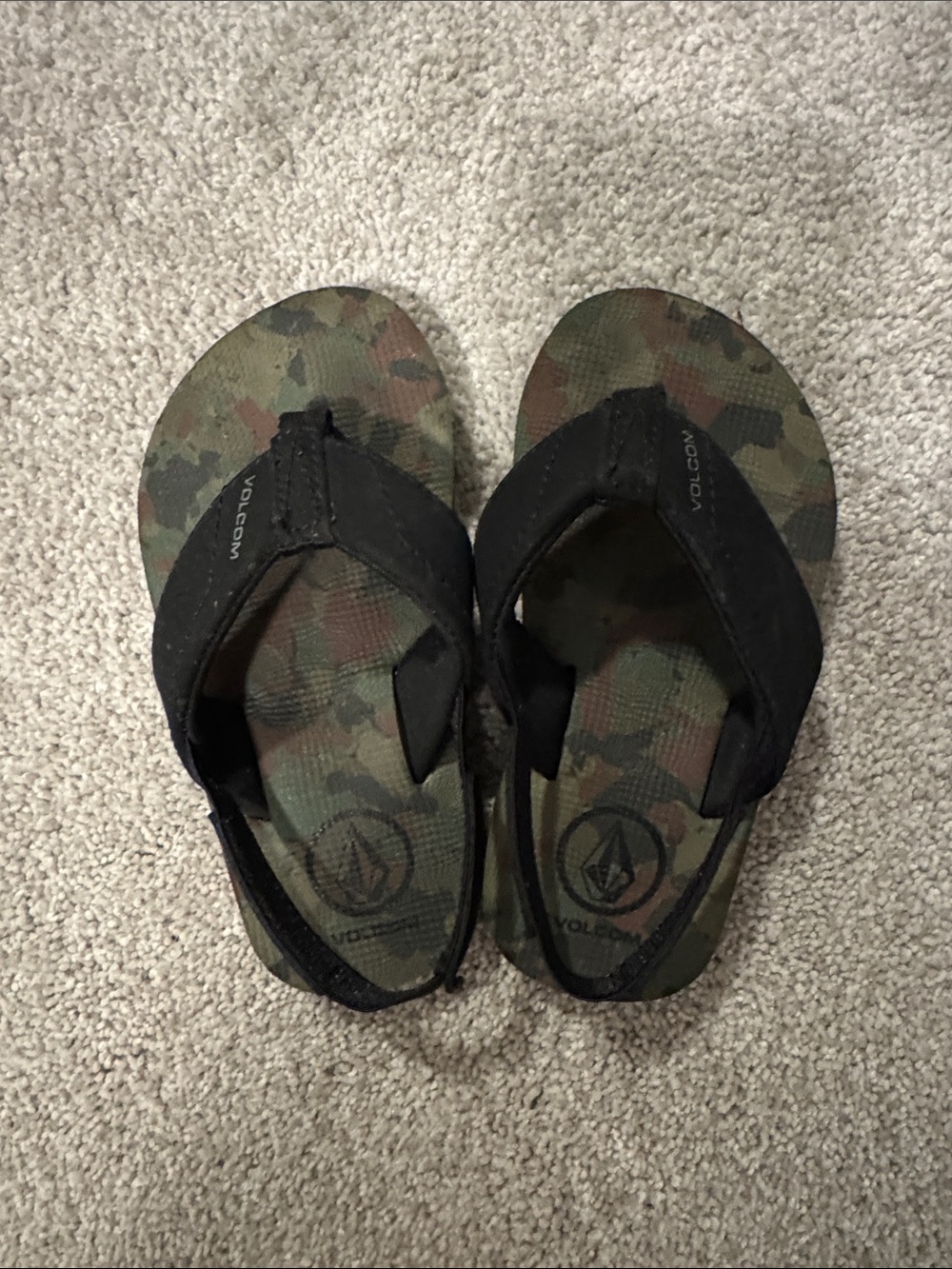 Volcom Kids Black Strap Camo Flip Flops